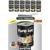 Pure Life Plus 12'li Tavuklu Yavru Puppy Kedi Konserve Chunk Parça Etli Yaş Mama 400 gr - 20000