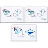 Pure Med Belbantlı Yetişkin Hasta Bezi Medium Orta Boy 60 Adet + Yatak Koruyucu Örtü 60X90 cm 30 Adet