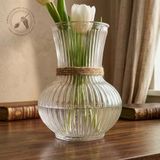 Pure Model El Yapımı Üfleme Cam Küçük Vazo - Şeffaf Optikli Dekoratif Çiçeklik 13X7 Cm