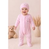 Pure Plus %100 Pamuk Bebek Tulumu | Patikli, Çıtçıtlı, Uzun Kollu, Şapkalı Bebek Tulumu | (3-6-9 Ay / Yenidoğan)