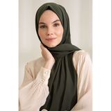 PURE SCARFS Kadın Medine İpeği Şal - Koyu Haki Renk, Dört Mevsim Kullanıma Uygun ve Tüylenme Yapmaz - 193 x 73 cm