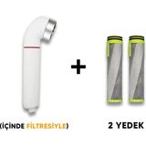 Pure Swan Duş Başlığı ve 2 Yedek Filtre Su Tasarruflu Beyaz Renkli Yüksek Basınçlı Mikro Paslanmaz Çelik