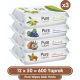 Pure Wipes 12x50 Yaprak Islak Havlu 600 Yaprak