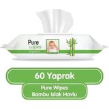 Pure Wipes 60x24 Adet 1440 Yaprak Organik Bambu Islak Havlu