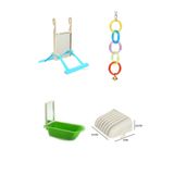 Purecanpati Kuş Oyuncak Aksesuar Set(Aynalı Salıncak,aynalı Küvet,sebzelik,olimpik Halka)