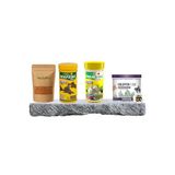 PureCanpati Tropikal Flakes Wafers Gammarus ve Sarımsaklı Yem Seti Akvaryum Balıkları ve Kaplumbağalar için 10 gr Gammarus 100 ml Spirulina Sarımsak Granulat 250 ml Wafers Chips 150 ml