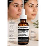 Puredermine Salisilik Asit Serum %2 BHA İçerikli Niacinamide ve Hyaluronik Asit Destekli Siyah Nokta Karşıtı Yağlı ve Akneye Eğilimli Ciltler İçin Bakım Serumu