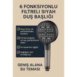 Pureflow 6 Fonksiyonlu Filtreli Duş Başlığı Su Tasarrufu Kireç Önleyici Su Arıtıcı Siyah