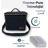 Purefrost Pf4 Lunch 4 Litre Sıcak Ve Soğuk Yemek Taşıma Termal Termos Çanta /5 Adet Thermo-Pure Jel Paket - Siyah