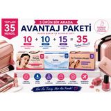 Puregleam Kadın Bakım ve Seyahat Seti 35 Mendil (10 Makyaj + 10 Intim + 15 Oje Temizleme Mendili)