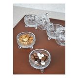 Purelegant 6'lı Ayaklı Kristal Cam Sunumluk Çerezlik Kase Sofra Sunum Kahvaltı Seti (8X8X5 CM)