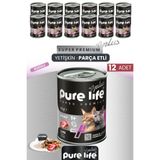 PureLife Plus 12'li Kuzulu Yetişkin Kedi Chunk Konserve Parça Etli Yaş Mama 400gr