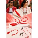 Pureloop Konfor Modeli Yeni Nesil Silikon Gözlük Askısı Kaydırmaz & Esnek Numaralı Güneş Okuma Gözlükleri İçin Tutucu Lastiği 55 Cm Uzunluk Spor ve Günlük Kullanım Unisex Gözlük İpi Boyun Askısı - Kırmızı