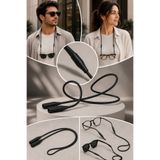 Pureloop Konfor Modeli Yeni Nesil Silikon Gözlük Askısı Kaydırmaz & Esnek Numaralı Güneş Okuma Gözlükleri İçin Tutucu Lastiği 55 Cm Uzunluk Spor ve Günlük Kullanım Unisex Gözlük İpi Boyun Askısı - Siyah