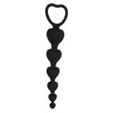 Pureloveadult Anal Beads Siyah Kalp Şekilli Tutma Halkalı Silikon Anal Plug