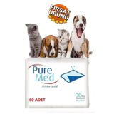Puremed Kedi Köpek Çiş Pedi, 60x90 cm, 60 Adet, Süper Emici Tuvalet Pedi
