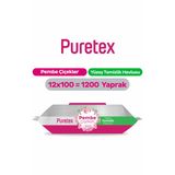 Puretex Yüzey Temizlik Havlusu Pembe Çiçekler 12x100 (1200 Yaprak)