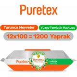 Puretex Yüzey Temizlik Havlusu Turuncu Meyveler 12x100 (1200 Yaprak)