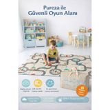 Pureza Çift Taraflı Katlanabilir Oyun Matı 200cmx130cmx1cm Kaymaz, Darbe Emici, Su Geçirmez, Bebek Ve Çocuklar İçin, Yeşil Parkur/Araba Yarışı, Taşıma Çantası Hediyeli Yerli Üretim