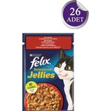 Purina Felix Sensations Jellies Domates Soslu Sığır Etli 26 x 85