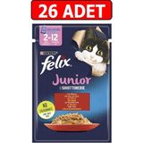 Purina Felix Sığır Etli Junior Yavru Kedi Islak Maması 85 gr 26 Adet Kedi Yaş Mama Kedi Pouch Konserve