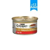 Purina Gourmet Gold 85 gr 12 Adet Parça Sığır Etli Soslu Yetişkin Kedi Konservesi