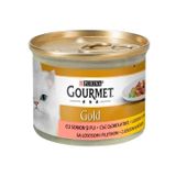 Purina Gourmet Gold 85 gr Parça Etli Soslu Somonlu Tavuklu Kedi Konservesi