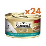 Purina Gourmet Gold Parça Etli Soslu Somon ve Tavuk Kedi Konservesi 85 gr - (24 Adet)