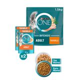 Purina One Adult Tavuklu Tam Tahıllı Yetişkin Kedi Maması 1.5kg Tavuklu Yaş Kedi Maması 2x85g