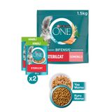 Purina One Sterilcat Somon & Buğdaylı Kısır Kedi Maması 1.5kg + Hindili Yaş Kısır Kedi Maması 2x85g