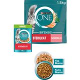 Purına One Sterilcat Somon & Buğdaylı Kısır Kedi Maması 1.5kg + Hindili Yaş Kısır Kedi Maması 85G