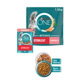 Purına One Sterilcat Somon & Buğdaylı Kısır Kedi Maması 1.5kg + Somonlu Yaş Kısır Kedi Maması 85G