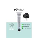 PURING Flory Color Papatya Özlü Amonyaksız Saç Boyası 100ml - 1.0 Doğal Siyah (Yoğun Siyah)