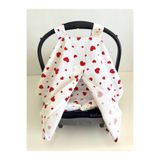 Puro Cotone %100 Pamuk Kırmızı Kalp Desenli Müslin Puset Örtüsü