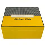 Puro Saklama Kutusu - Humidor Sarı/Kareli