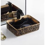 Puroser Finike Black Gold Tezgah Üstü Seramik Lavabo