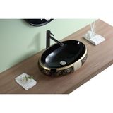 Puroser Flower Black Gold Tezgah Üstü Seramik Lavabo