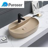 Puroser Letoon Bej Tezgah Üstü Çanak Lavabo - Parlak Beyaz - Yok