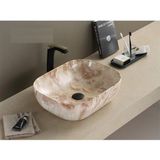 Puroser Palazzo Marbel Beige Çanak Lavabo - Parlak Beyaz - Yok