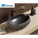 Puroser Stone Black Tezgah Üstü Çanak Lavabo - Parlak Beyaz - Yok