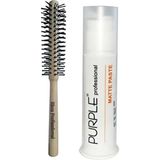 Purple Professional Rkoz Kuaför Fön Fırçası ve Doğal Şekillendirici Purple Mat Wax 100 ml Krem İçerikli