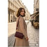 PurpleART Kadın Bordo Kapitone Ayarlanabilir Kolon Askılı Çapraz Omuz Çantası