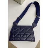 PurpleART Kadın Lacivert Kapitone Ayarlanabilir Kolon Askılı Çapraz Omuz Çantası