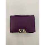 Purpleart Kadın Mini Kedi Detaylı Basic Kağıt Para Bozuk Para ve Kartlık Bölmeli Cüzdan 12X9CM - Standart - Mor