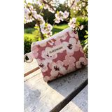 PURSEMARK Pembe Çiçek Desenli El Yapımı Küçük Cüzdan