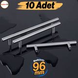 Pürüzsüz 96 Mm İnox Metal 10 Adet Mobilya Mutfak Çekmece Dolap Dolabı Kapak Kulbu Kulpu Kulpları