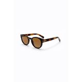 Purzen Leopar Desenli Retro Yuvarlak Kemik Çerçeve Cam Unisex UV400 Vintage Retro Güneş Gözlüğü