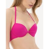 Push Up Bikini Üstü Dolgulu Balenli Boyundan Bağlamalı - 38 - Fuşya