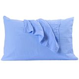 PÜSKÜL 2-Adet Müslin Yastık Kılıfı Seti, 100% Pamuk 2-Katlı Standart Ölçü | Açık Mavi, 50x70 cm 2'li Yastık Kılıfı, Yüksek Kaliteli Ultra Yumuşak Havadar Nem Emici Terletmeyen Müslin Yastık Kılıfları