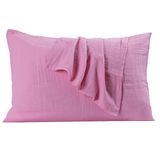 PÜSKÜL 2-Adet Müslin Yastık Kılıfı Seti, 100% Pamuk 2-Katlı Standart Ölçü | Pembe, 50x70 cm 2'li Yastık Kılıfı, Yüksek Kaliteli Ultra Yumuşak Havadar Nem Emici Terletmeyen Müslin Yastık Kılıfları
